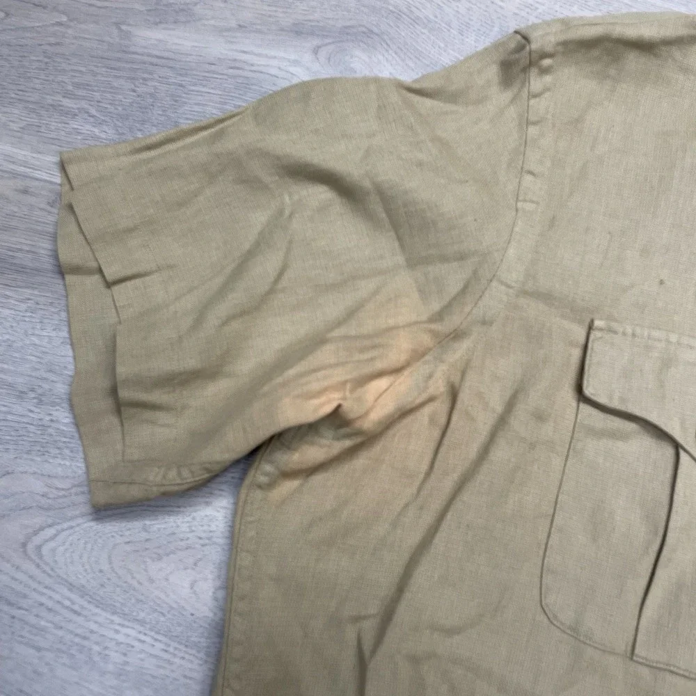 Polo Ralph Lauren Tan Brown S/S Camp Style Shirt Men Sz XL FAIR